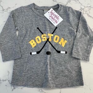 NWT Sparkle Sisters Boston Hockey Long sleeve Tee Size 18 Months